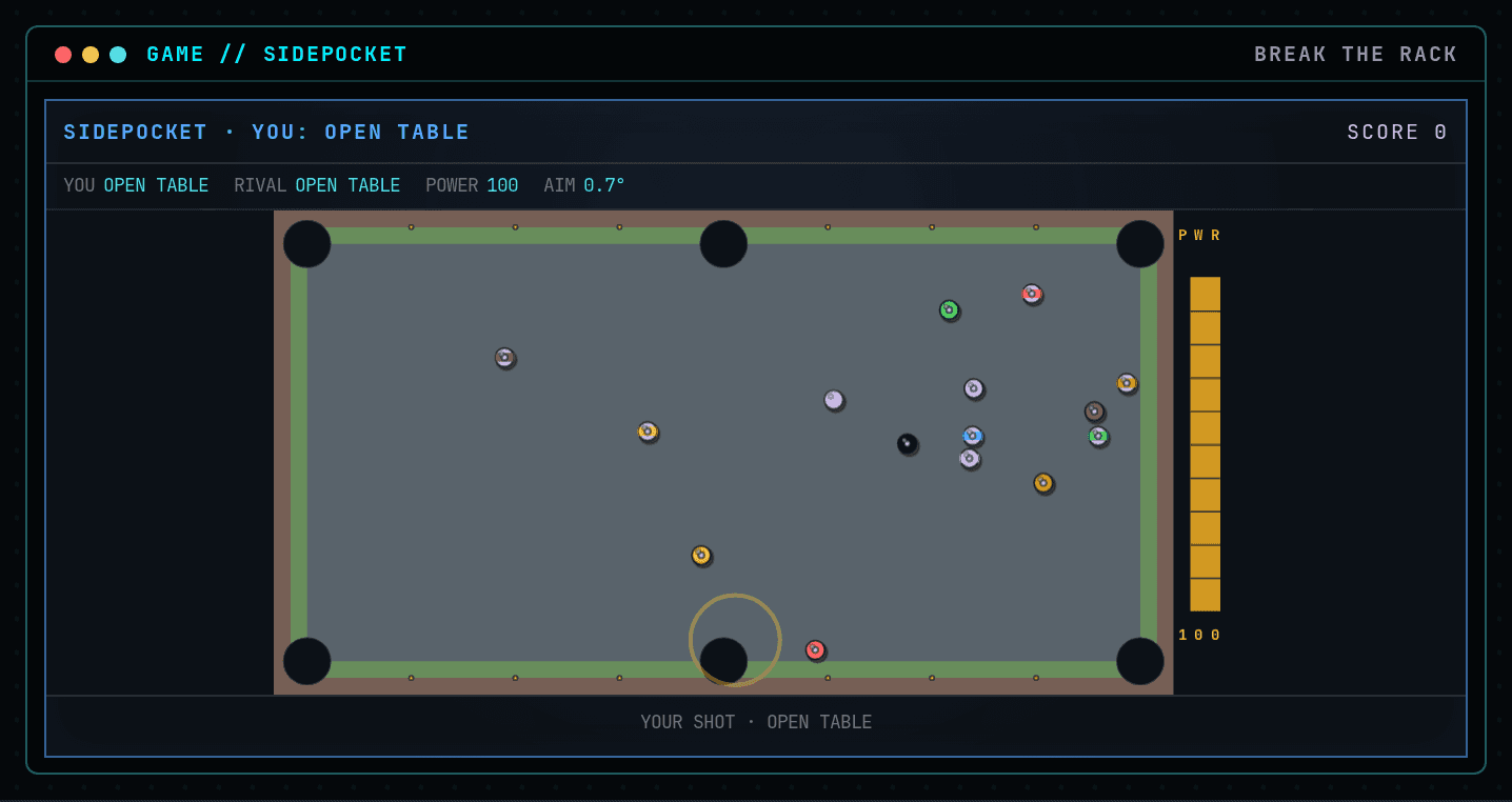 Sidepocket in play