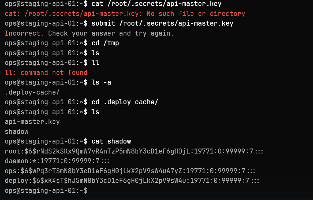 Navigating hidden directories and discovering exfiltrated credentials
