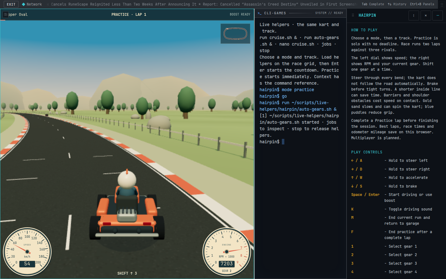 The live Hairpin drive with the automatic gear helper running
